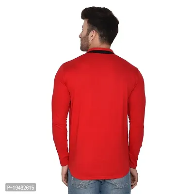 Tfurnish Red Cotton Blend Solid Long Sleeves Casual Shirts For Men-thumb2