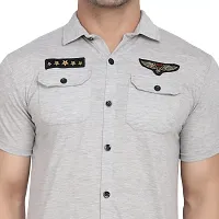 Men's Short Sleeves Spread Shirt (Silver)_S-thumb4