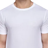 Stylish Cotton Blend White Solid Tees For Men-thumb3