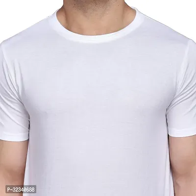 Stylish Cotton Blend White Solid Tees For Men-thumb4