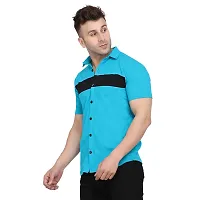 Men's Short Sleeves Spread Shirt (Turquoise)_S-thumb2