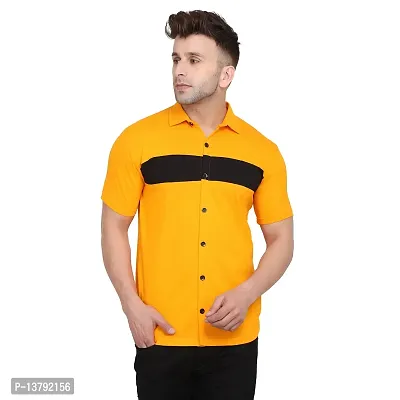 Men's Short Sleeves Spread Shirt (Yellow)_S-thumb0