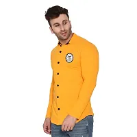 Tfurnish Yellow Cotton Blend Solid Long Sleeves Casual Shirts For Men-thumb2