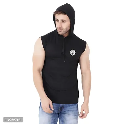 Men's Sleeveless Hooded Tees ( Black )_S-thumb0