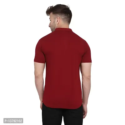 Men's Short Sleeves Spread Shirt (Maroon)_S-thumb4