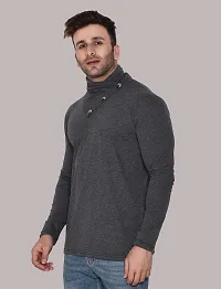 Stylish Cotton Blend Grey Printed Tees For Men-thumb2