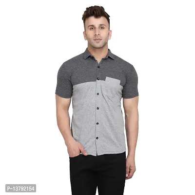 Men's Short Sleeves Spread Shirt (Multi)_S