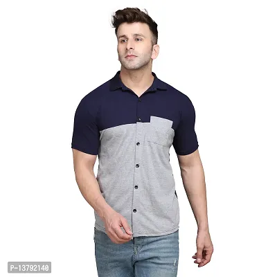 Men's Short Sleeves Spread Shirt (Multi)_S