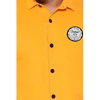 Tfurnish Yellow Cotton Blend Solid Short Sleeves Casual Shirts For Men-thumb4