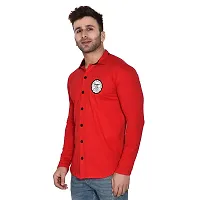 Tfurnish Red Cotton Blend Solid Long Sleeves Casual Shirts For Men-thumb2