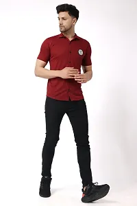 Men's Short Sleeves Spread Shirt (Maroon)_S-thumb2