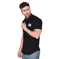 Tfurnish Black Cotton Blend Solid Short Sleeves Casual Shirts For Men-thumb2