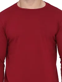 Stylish Cotton Blend Maroon Solid Tees For Men-thumb3