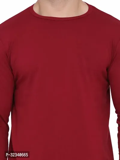 Stylish Cotton Blend Maroon Solid Tees For Men-thumb4