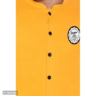 Tfurnish Yellow Cotton Blend Solid Long Sleeves Casual Shirts For Men-thumb5