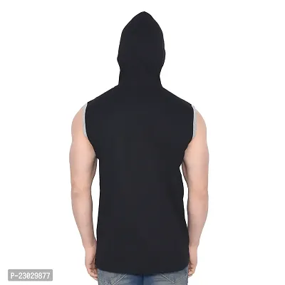 Men's Sleeveless Hooded Tees ( Black )_S-thumb2