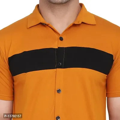 Men's Short Sleeves Spread Shirt (Mustard)_S-thumb5