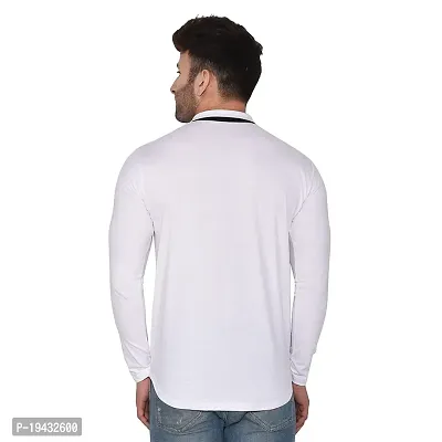Tfurnish White Cotton Blend Solid Long Sleeves Casual Shirts For Men-thumb2