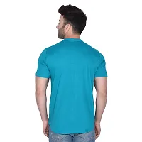 Tfurnish Turquoise Cotton Blend Solid Short Sleeves Casual Shirts For Men-thumb1