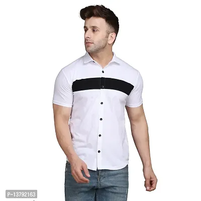 Men's Short Sleeves Spread Shirt (White)_S