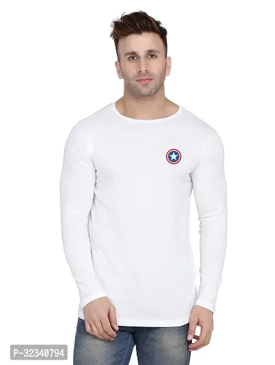 Stylish Cotton Blend White Solid Tees For Men-thumb0