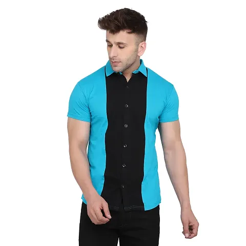 Men's Short Sleeves Spread Shirt (Multi)_S