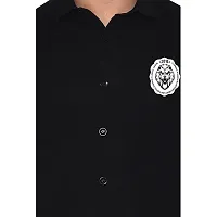 Tfurnish Black Cotton Blend Solid Long Sleeves Casual Shirts For Men-thumb3