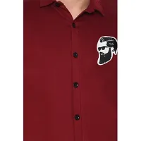 Tfurnish Maroon Cotton Blend Solid Short Sleeves Casual Shirts For Men-thumb4