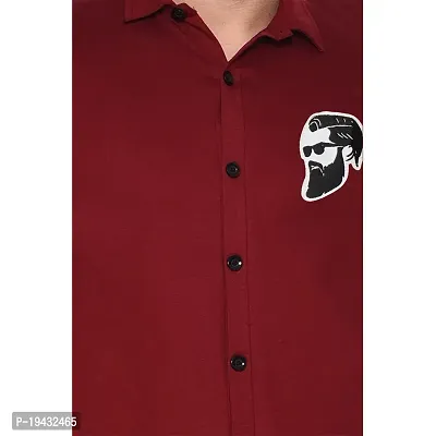 Tfurnish Maroon Cotton Blend Solid Short Sleeves Casual Shirts For Men-thumb5