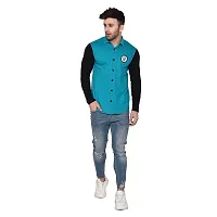 Tfurnish Turquoise Cotton Blend Solid Long Sleeves Casual Shirts For Men-thumb3