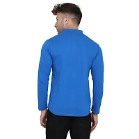 Tfurnish Blue Cotton Blend Solid Long Sleeves Casual Shirts For Men-thumb3