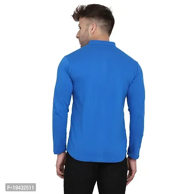 Tfurnish Blue Cotton Blend Solid Long Sleeves Casual Shirts For Men-thumb4