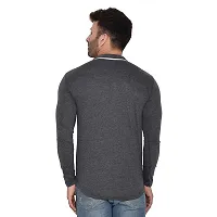 Tfurnish Grey Cotton Blend Solid Long Sleeves Casual Shirts For Men-thumb1