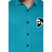 Tfurnish Turquoise Cotton Blend Solid Long Sleeves Casual Shirts For Men-thumb4