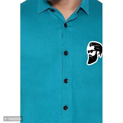 Tfurnish Turquoise Cotton Blend Solid Long Sleeves Casual Shirts For Men-thumb5