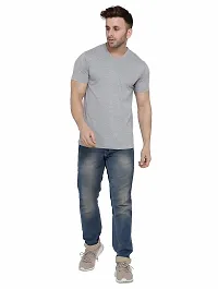 Stylish Cotton Blend Silver Solid Tees For Men-thumb4