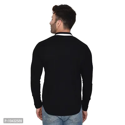 Tfurnish Black Cotton Blend Solid Long Sleeves Casual Shirts For Men-thumb2