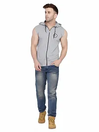 Men's Sleeveless Hooded Tees ( Silver )_S-thumb3