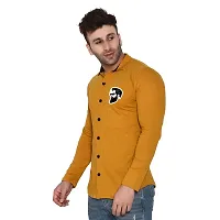 Tfurnish Gold Cotton Blend Solid Long Sleeves Casual Shirts For Men-thumb2