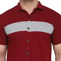 Men's Short Sleeves Spread Shirt (Maroon)_S-thumb2