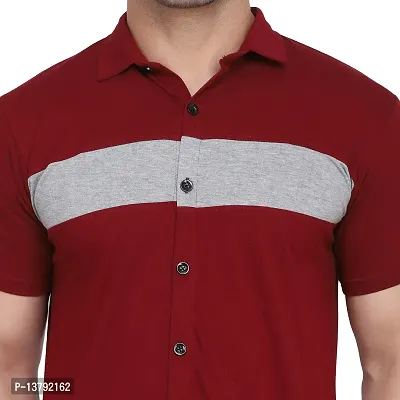 Men's Short Sleeves Spread Shirt (Maroon)_S-thumb3