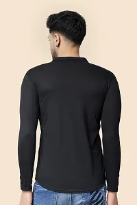 Men's Long Sleeves Spread Collar Shirt (Black)_S-thumb1