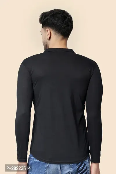 Men's Long Sleeves Spread Collar Shirt (Black)_S-thumb2