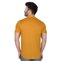 Tfurnish Gold Cotton Blend Solid Short Sleeves Casual Shirts For Men-thumb1