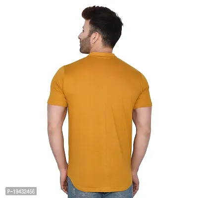 Tfurnish Gold Cotton Blend Solid Short Sleeves Casual Shirts For Men-thumb2