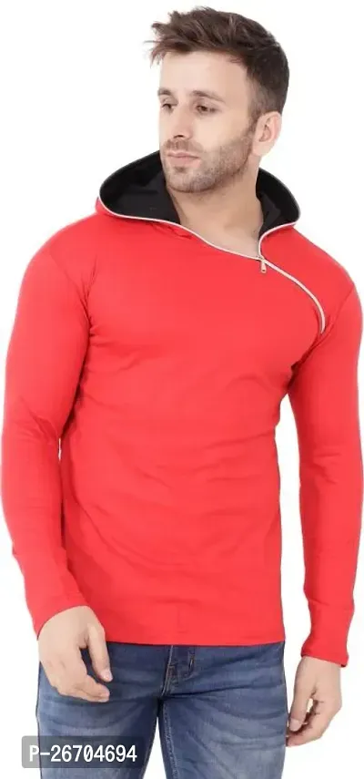 Stylish Cotton Blend Red Solid Tees For Men