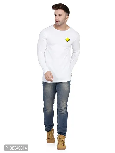 Stylish Cotton Blend White Solid Tees For Men-thumb5