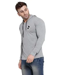 Stylish Cotton Blend Silver Solid Tees For Men-thumb2