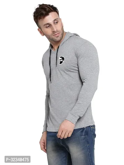 Stylish Cotton Blend Silver Solid Tees For Men-thumb3