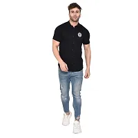 Tfurnish Black Cotton Blend Solid Short Sleeves Casual Shirts For Men-thumb3